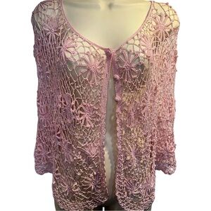 Chic Crochet Pink Shawl Cape o/s